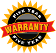 Manufacturers Five Year Warranty